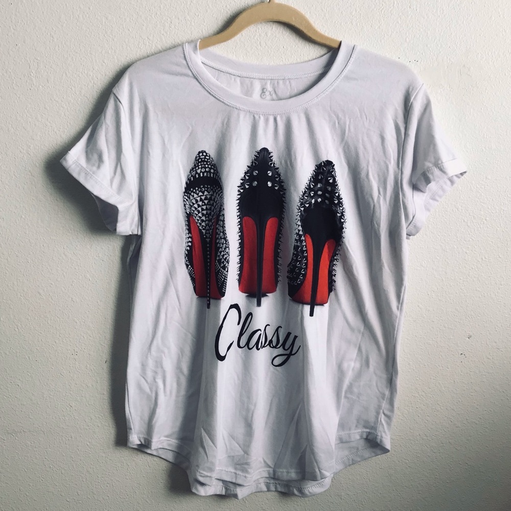 EX XL Fitted White Graphic Tee
